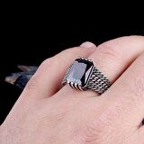 ZİRKON TAŞLI ÖRGÜ MODEL 925 AYAR GÜMÜŞ ERKEK YÜZÜK