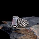 ZİRKON TAŞLI ÖRGÜ MODEL 925 AYAR GÜMÜŞ ERKEK YÜZÜK