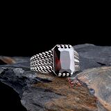 ZİRKON TAŞLI ÖRGÜ MODEL 925 AYAR GÜMÜŞ ERKEK YÜZÜK