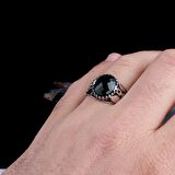 ZİRKON TAŞLI OVAL MODEL 925 AYAR GÜMÜŞ ERKEK YÜZÜK