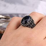 MAVİ RENK ZİRKON TAŞLI MODEL 925 AYAR GÜMÜŞ ERKEK YÜZÜK