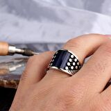 MAVİ RENK ZİRKON TAŞLI MODEL 925 AYAR GÜMÜŞ ERKEK YÜZÜK