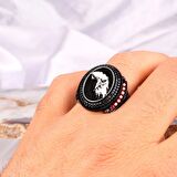 925 AYAR GÜMÜŞ KARTAL MOTİFLİ MİKRO TAŞLI ERKEK YÜZÜK