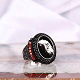 925 AYAR GÜMÜŞ KARTAL MOTİFLİ MİKRO TAŞLI ERKEK YÜZÜK