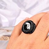 925 AYAR GÜMÜŞ KARTAL MOTİFLİ MİKRO TAŞLI ERKEK YÜZÜK