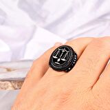 925 AYAR GÜMÜŞ MİKRO TAŞLI ADALET MODEL YÜZÜK