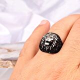 925 AYAR GÜMÜŞ MİKRO TAŞLI ASLAN MODEL ERKEK YÜZÜK