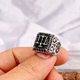 925 AYAR GÜMÜŞ MİKRO TAŞLI ADALET MODEL YÜZÜK