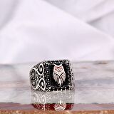 925 AYAR GÜMÜŞ MİKRO TAŞLI BAYKUŞ MODEL YÜZÜK