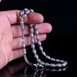 TAMAMI 925 AYAR GÜMÜŞ ARPA KESİM FİZYON ÖRGÜ MODEL TESBİH