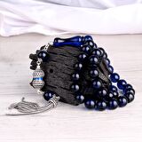 925 AYAR GÜMÜŞ MİNELİ PÜSKÜLLÜ 10 MM DAMLA KEHRİBAR TESBİH