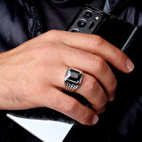 925 Ayar Gümüş Petek Model Zirkon Taşlı Model Erkek Yüzük