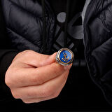 MAVİ MİNELİ DENİZ ÇAPASI MODEL 925 AYAR GÜMÜŞ ERKEK YÜZÜK