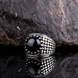 ONİX TAŞLI ÖRGÜ MODEL 925 AYAR GÜMÜŞ ERKEK YÜZÜK