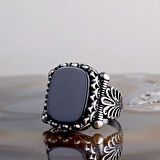 925 Ayar Gümüş Onix Taşlı Erkek Model yüzük