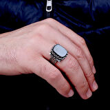 925 Ayar Gümüş Onix Taşlı Erkek Model yüzük