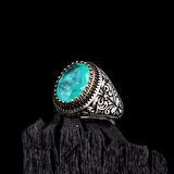 925 Ayar Gümüş Paraiba Taşlı Erkek Yüzük