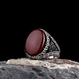 925 Ayar Gümüş Akik Taşlı Oval Model Erkek Yüzük
