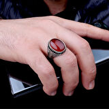 925 Ayar Gümüş Akik Taşlı Oval Model Erkek Yüzük