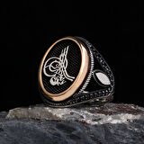 925 Ayar Gümüş Osmanlı Tuğrası Motifli Model Erkek Yüzük