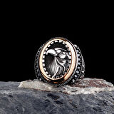 925 Ayar Gümüş Kartal Motifli Mikro Taşlı Model Erkek Yüzük