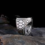 925 Ayar Gümüş Petek Model Onix Taşlı Erkek Yüzük
