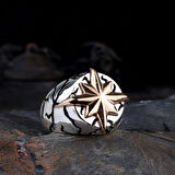 925 Ayar Gümüş Yön Pusulası Model Erkek Yüzük