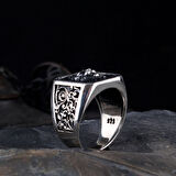 925 Ayar Gümüş Aslan Motifli Gümüş Erkek yüzük