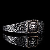925 Ayar Gümüş Aslan Model Otantik Motif Erkek Bileklik