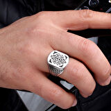 925 Ayar Gümüş Otantik Desen Motifli Erkek Yüzük