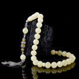 10 mm Mat Renk Orjinal Damla Kehribar Tesbih 925 Ayar Gümüş Mineli Püsküllü