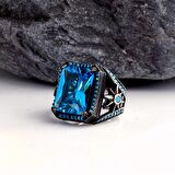 ZİRKON TAŞLI YILDIZ MODEL ERKEK GÜMÜŞ YÜZÜK