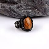 KAPLANGÖZÜ TAŞLI YILDIZ MODEL ERKEK GÜMÜŞ YÜZÜK