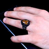 KAPLANGÖZÜ TAŞLI YILDIZ MODEL ERKEK GÜMÜŞ YÜZÜK