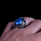 AZURİT TAŞLI 925 AYAR ERKEK GÜMÜŞ YÜZÜK