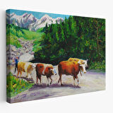 Harita Sepeti Otlayan Boğa Kanvas Duvar Tablosu-1183