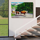 Harita Sepeti Otlayan Boğa Kanvas Duvar Tablosu-1183