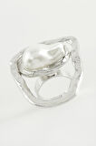 Oval İnci Metal Yüzük