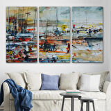 Harita Sepeti Limandaki Tekneler Kanvas Duvar Tablosu-1185