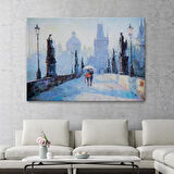 Harita Sepeti Şemsiye Altında Bir Çift Aşık Temalı Kanvas Duvar Tablosu-1187