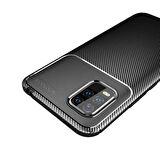 Smcase Xiaomi Mi 10 Lite 5G Kılıf Negro Karbon Desenli Silikon  Nano Ekran Koruyucu 