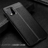 Smcase Xiaomi Mi 10 Lite 5G Kılıf Deri Dokulu Silikon  Nano Ekran Koruyucu