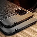 Smcase Xiaomi Mi 10 Lite 5G Kılıf Deri Dokulu Silikon  Nano Ekran Koruyucu