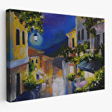 Harita Sepeti Fenerli Deniz Manzaralı Sokak, Kanvas Duvar Tablosu-1189