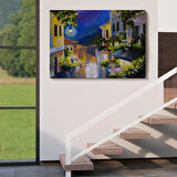 Harita Sepeti Fenerli Deniz Manzaralı Sokak, Kanvas Duvar Tablosu-1189