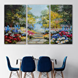 Harita Sepeti Yaz Ormanı ve Renkli Güzel Çiçekler Kanvas Duvar Tablosu-1190