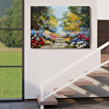 Harita Sepeti Yaz Ormanı ve Renkli Güzel Çiçekler Kanvas Duvar Tablosu-1190