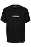 Erkek Oversize Tişört Siyah Sırt Baskılı Bisiklet Yaka %100 Pamuk Slim Fit Baskılı T-shirt NCS JEANS 1190
