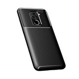 Smcase Xiaomi Redmi Note 9 Kılıf Negro Karbon Silikon  Tam Kapatan Ekran Koruyucu