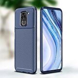 Smcase Xiaomi Redmi Note 9 Kılıf Negro Karbon Silikon  Tam Kapatan Ekran Koruyucu
